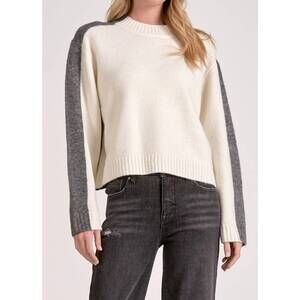 NEW ELAN marla colorblock sweater in gray/white